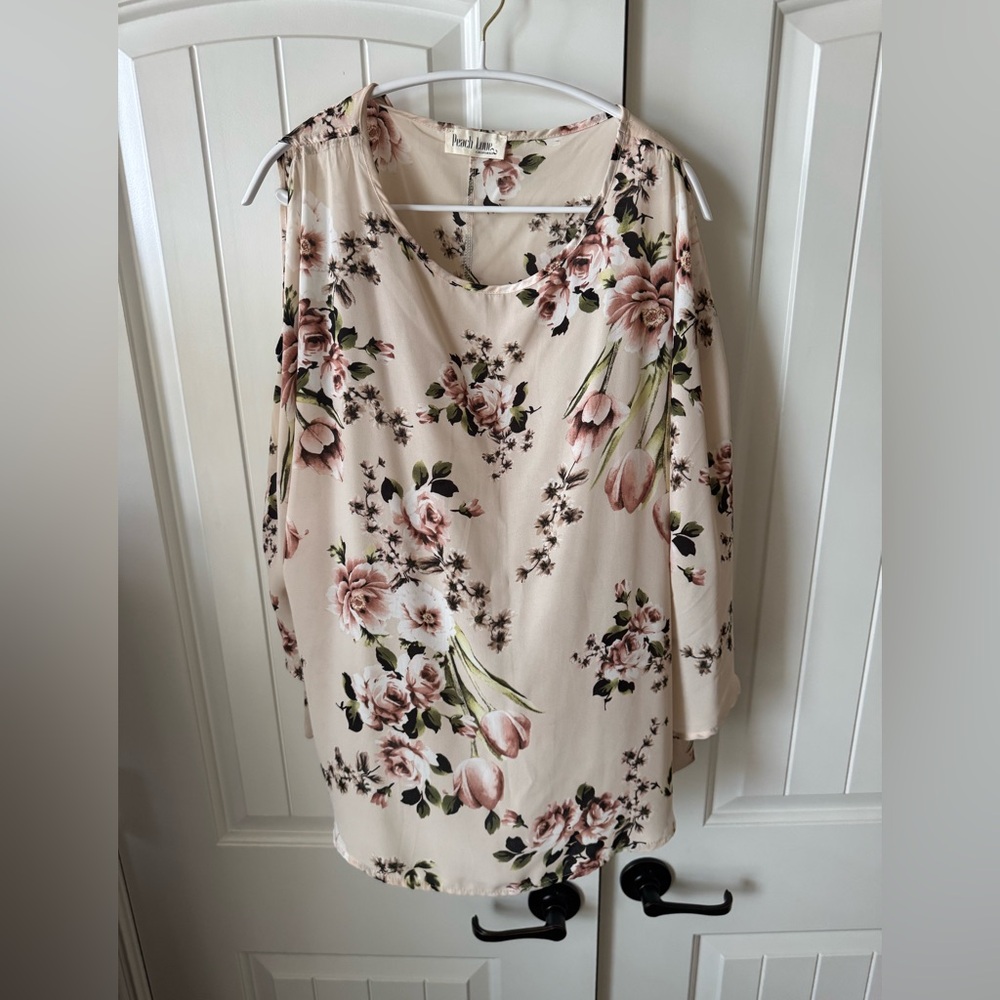 Peach Love California Floral Blouse - Cream and Pink